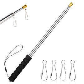 Risipu 9.8FT Telescopic Flag Pole,Stainless Steel Handheld Portable Extendable Retractable Flagpole with Anti-Slip Grip Clip for Tour Guide Festival Teaching Pointer (9.8ft - Black)