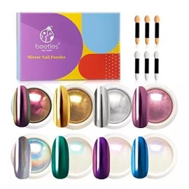 Beetles Gel Polish Polvo De Uñas Cromado Efecto Espejo Holografico 8 Colores