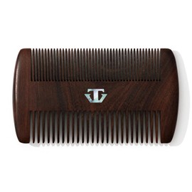Premium Sandalwood Beard Comb with Mother of Pearl Decoration and Black Case - Traditional Craft Work & The Lux Edition for the Perfect Beard & Mustache Grooming and Gift for Men - TRAWILD (BLACK)
