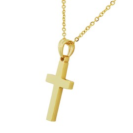 My Daily Styles Stainless Steel Yellow Gold-Tone Latin Cross Stud Earrings Necklace Pendant Set