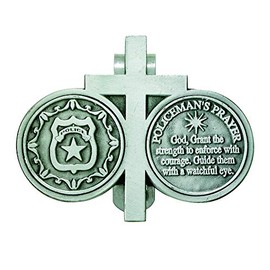 VILLAGE GIFT IMPORTERS Pewter Saint Michael Police Visor Clip (Cross and Shield)