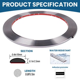 Flexible Wall Molding Trim Self Adhesive Mirror Tape Border 0.4 * 0.1in Peel and Stick Trim for Wall Tile Edges Kitchen Backsplash Floor Mirrior Frame Decor(9.8 Ft)