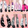 CHERSE Furry Leg Warmers for Women 3in1 Kawaii Star Bone