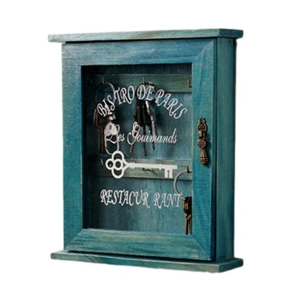 Hkyna Antique Interior Key Storage Wall Hanging Key Case No Loss Key Hook (Blue)