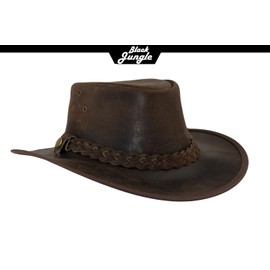 Black Jungle Balat Leather Western Hat Australia Cowboy Hat, brown