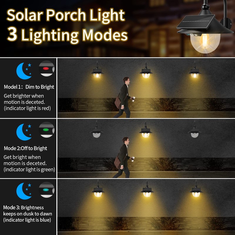 Solar Lantern Lights Outdoor Retro Solar Barn Light with 3
