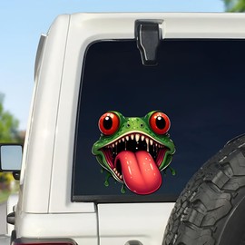Frog Stickers for Cars 2-Pack Funny Monster Tongue Frog Decals Waterproof Vinyl Car Stickers for Bumpers SUVs Trucks Laptops Tablets d011
