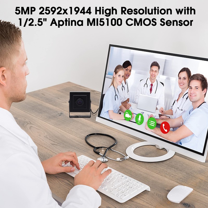 ELP 5MP 5MP Webcam USB 100 Degree Distortion-Free Lens 5MP