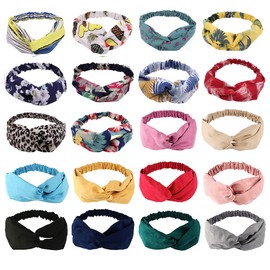 AHONEY 20 Pack Headbands for Girls Head Band for Women's Hair Cute Boho Headband Elastic Stretchy Twist Knotted Hair bands Yoga Beach Vintage Hair Styling Accessories for Women