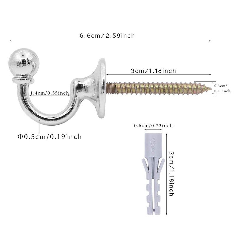 Geluode 8 Pcs Metal Curtain Holdbacks, Curtain Tieback Hooks Metal