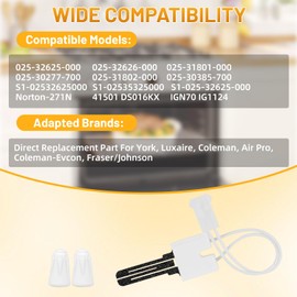 025-32625-000 Furnace Ignitor, Compatible with York Coleman-Evcon Luxaire Air Pro, Hot Surface Ignitor for Gas Furnace Replace S1-025-32625-000 S1-02535325000 025-31801-000 Norton-271N, Includes Nuts