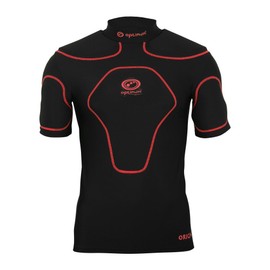Optimum Unisex Senior Origin Razor Protective Top - EVA Padding Protection, Rugby Approved Lightweight and Breathable Protective Top - Black/Red, XX-Large