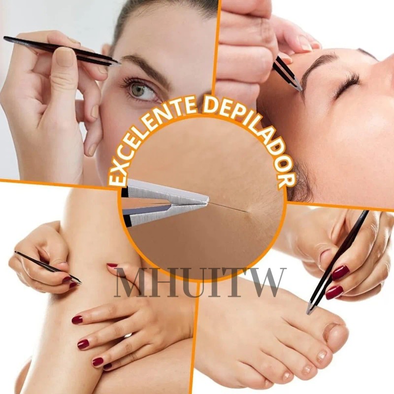 Kit 6pzs Pinzas Para Cejas Profesionales Con Tijera Curvadas