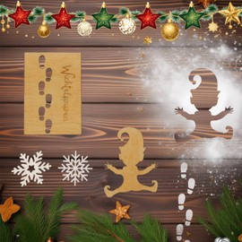 showll Gnome Stencil Footprints, Gnome Stencil Christmas, Gnome Door Complete Set, Gnome Door Set with Construction Site, Christmas Gnome Set for Children Gnome Decoration Wooden Miniature