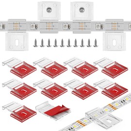 TYMXGHF transparent Strip Light Clips,Self Adhesive with Screws Mounting Holder,20Pcs LED Strong Fixing Clips And Screws For 0.47in/12mm Width IP30/65/ip67 2-6PIN Strip Lights,Fairy String,LED String