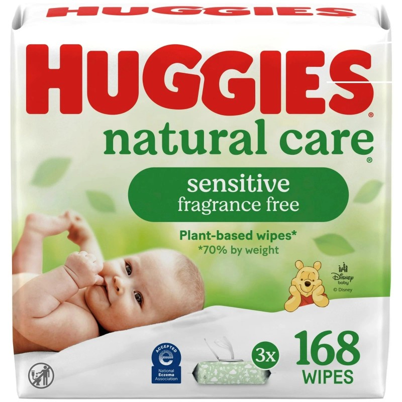 Huggies Natural Care Sensitive Unscented Baby Wipes, 3-Pack, 168 Wipes