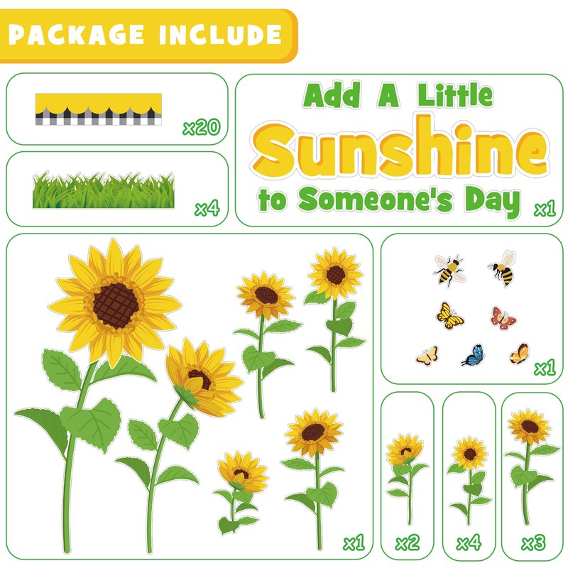 Spring Sunflower Bulletin Board Decorations Set, Spring Flowers Classroom Decoration