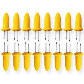 AKH® 16 BBQ Corn Skewers, Corn On The Cob Holders, Stainless Steel BBQ Skewers, Sweetcorn Holder Fork, Corn Grips Forks, Barbecue Tool, Corn Cob Sticks, for BBQ, Picnic, Camping, Summer Party