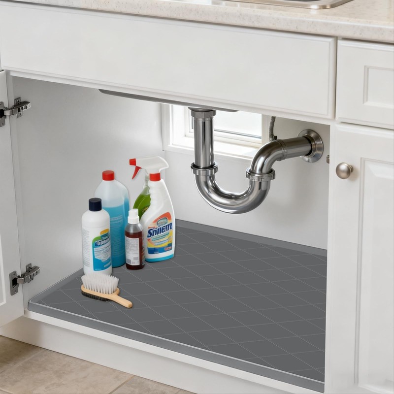 J1YL2C 34" x 22" Inch Silicone Sink Mat, Leak-Proof Cabinet