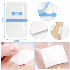 Waterproof Wound Bandage Patches with Absorbent Gauze Pads, Wound Dressings Pads，Post Surgical Shower Wound Cover Protector,10PCS
