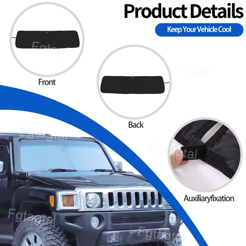Windshield Sunshade Fit for Hummer H3 2005-2009, Folding Car Sun