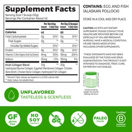 Orgain Hydrolyzed Multi Collagen Powder for Women & Men, 20g Collagen, Supports Hair, Skin, Nail & Joint Health, Type I, II, III, V, X, Vitamin C & Amino Acids, Non-GMO, Unflavored (21 Servings) 15oz