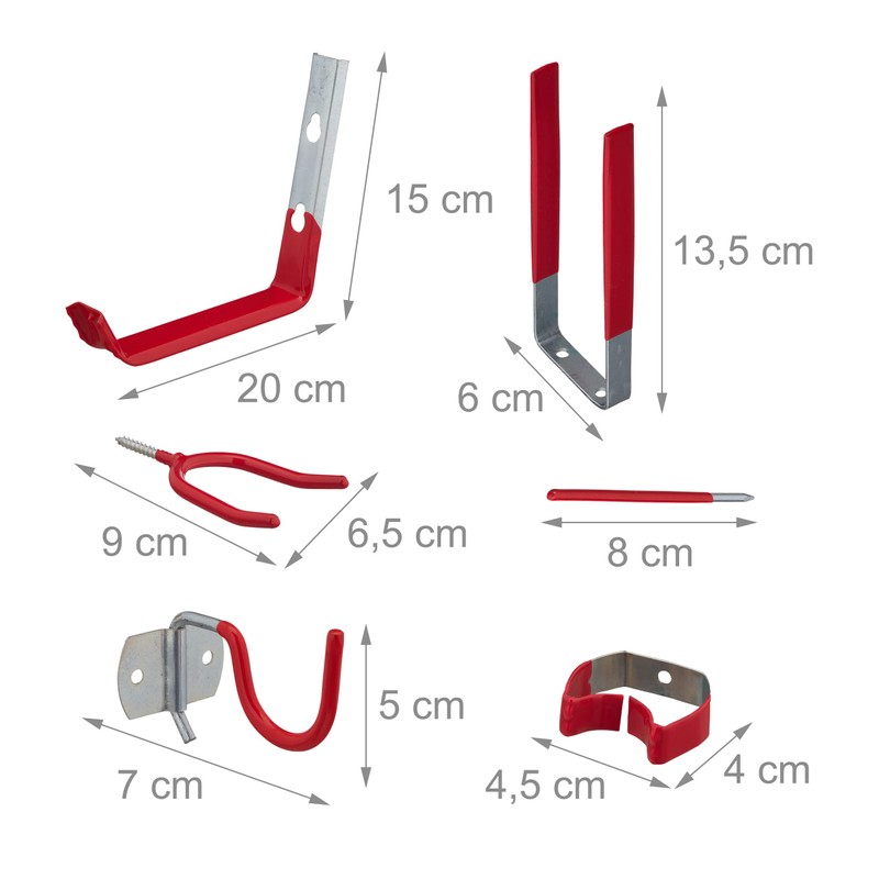 Relaxdays Wall Hooks 32-Piece Set, Tool Wall Mount Garage, Steel,