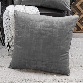 BYTIDE Art Velvet Decorative Square Throw Pillow Covers 20 x 20 Inches Set of 4, Cushion Case Pillowcase Pillowslip for Couch Bed Sofa Car Bedroom Living Room, Dark Gray