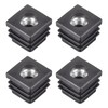 Uxcell 4Pcs M8 Threaded Square Tube Inserts - Black Plastic