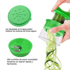 Cortador de Verduras, Cortador Espiral Manual Mandolina de Verduras con 3 Cuchillas de Acero Inoxidable, para Rallador Espiralizador de Verduras Pepino Papa Calabaza Calabacín Zanahoria etc