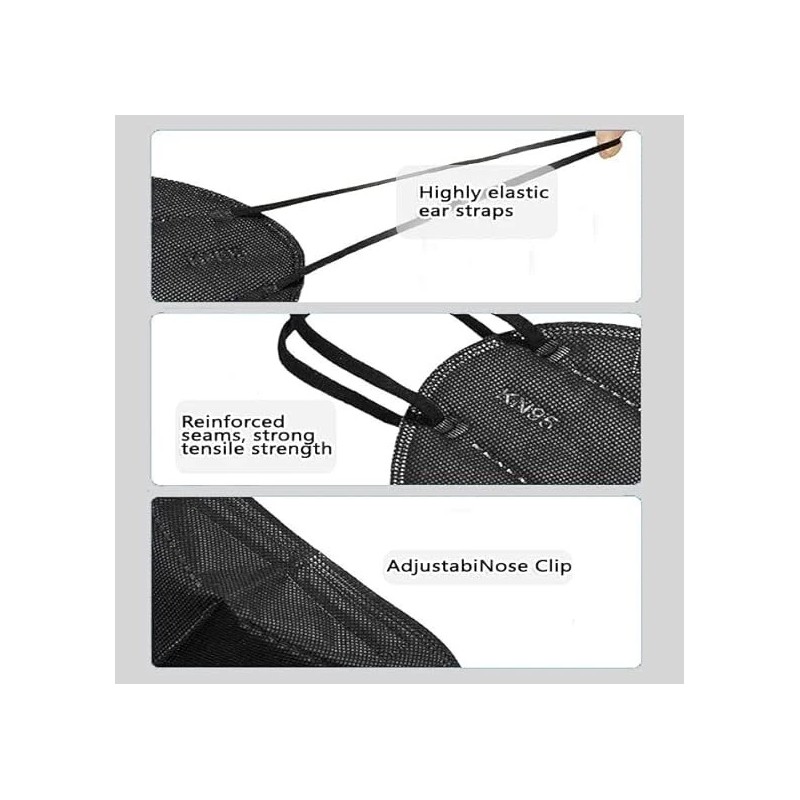 Unbranded 50pcs KN95 Black Face Masks - 5-Layer Dust Protection