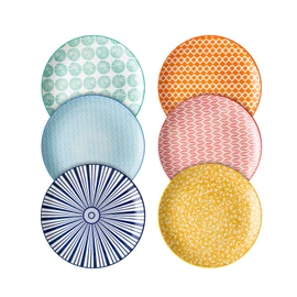 Selamica 10 inch Porcelain Dinner Plates, Large Size Serving Plate for Salad, Pancakes, Steak, Set of 6, Assorted Colors