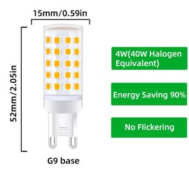 OUSHELUYA G9 Led Light Bulbs 4W 40W Halogen Equivalent 400lm AC 120V Warm White 3000K Pack of 6
