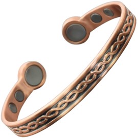 Pure Copper Magnetic Bracelet Copper Bangle 6 Powerful Neodymium Magnets Unisex Adjustable, Braided Pattern- HGB (L: Wrist 19.5-22.5cm/7.6-8.75")