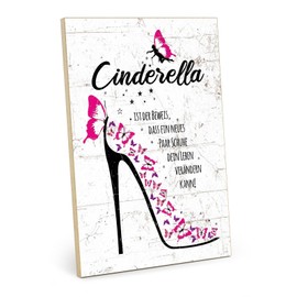 TypeStoff Wooden Sign with Saying - Cinderella - Vintage Look with Quote as Gift and Decoration on the Theme Funny Fashion and Shoes - HS-01117 28.2 x 19.5 x 1 cm