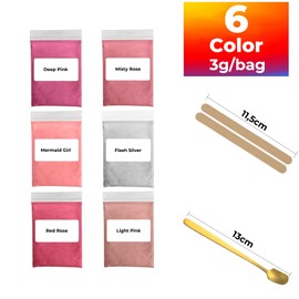 Barlone 6 Farbpigmente für Gießpulver 3g, Mica Pulver, Epoxidharz Farbe für Gießpulver, Glitter Mica Powder für Kunstharz Gießharz, Seife, Badebombe, Kerze, Kosmetischer, Lidschatten, Nagellack