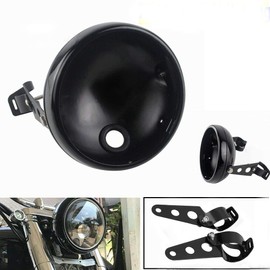 LisylineAuto 7 Inch Motorcycle Headlight Housing Bracket Headlamp Shell Cover 7" Led Headlight Housing Bucket for Harley Kawasaki Honda Yamaha Suzuki Chopper Cafe Racer Bobbe Aprilia Black