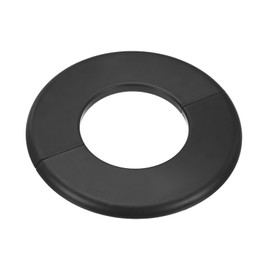 M METERXITY 1-Pack Wall Split Flange, ABS Round Self-Adhesive Escutcheon Plate Cover Buckle for 64mm/2.52in Dia Pipe Accessories/Floor/Ceiling, Plumbing Cover Plates [Black,6mm/0.24in H]