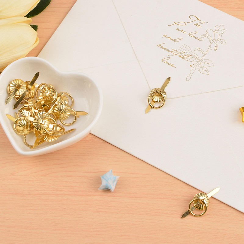 URROMA 60 Pieces Small Gold Ring Pulls Handle Buttons Antique