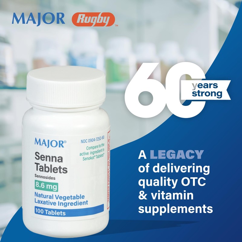 Major Senna 8.6 mg Natural Vegetable Laxative Tablets - Made