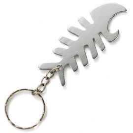 Komonee Fish Bone Silver Bottle Opener Key Chain Metal Dead Sea Life Key Ring Novelty animal Keychain Keyrings (Pack of 10)