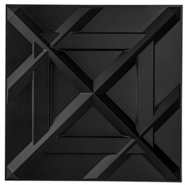 Art3d 3D PVC  Decorative Wall Tile, Pack of 12, 19.7 in. x 19.7 in., 32 Sq.ft/Case decorative wall - Color: Black