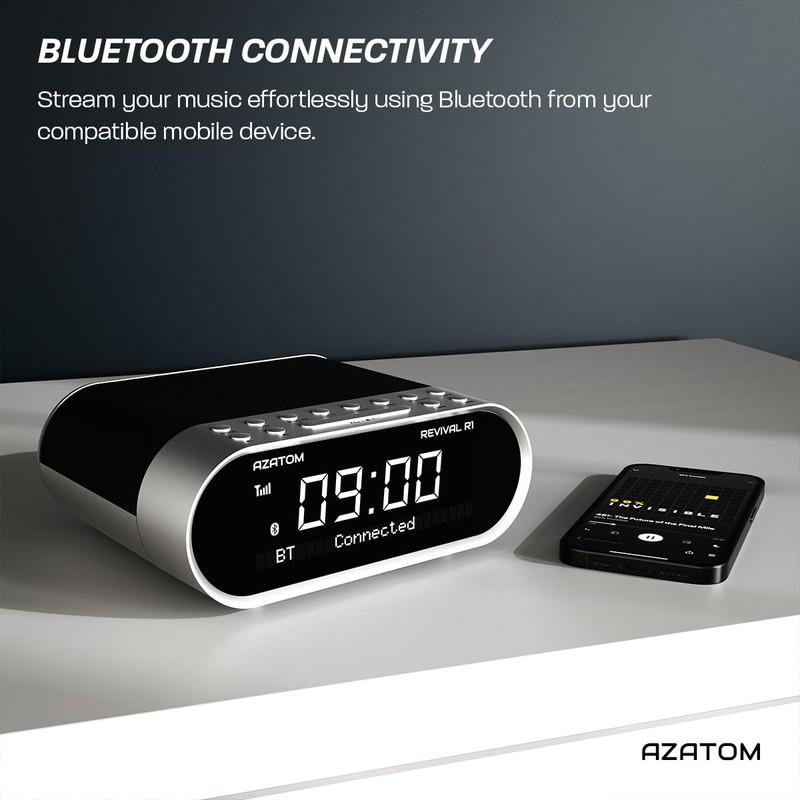 AZATOM Revival DAB+ DAB Digital FM Radio, Dual Alarm Clock,