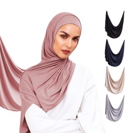 Voile Chic Instant Hijab Scarf for Women - Presewn Jersey Hijab Dusty Rose