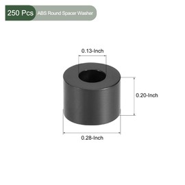 YOKIVE Pack of 250 Black Round Spacers, Not Screw Thread Washers with High Insulation Effect, Keep Height Consistent, Perfect for M3 Screws (ABS 3.2 mm x 7 mm x 5 mm)