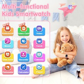 clleylise Smart Watch for Kids, Kids Smart Watches for Girls Boys Birthday Gifts, Kids Watch with 26 Games, HD Camera, Music, Video, Pedometer, Alarm, Watch for Kids Aged 4-16 (Pink)