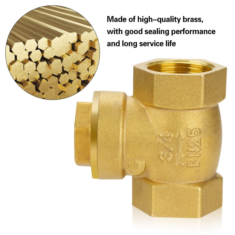 nutmanel Check Valve Female Thread Brass Check Valve 3/4 Inch