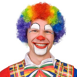 Boland 85926 Curly Clown Wig, Multicoloured, Colourful, Curly, Synthetic Hair, for Adults, Accessory, Costume Accessories, Rainbow Colours, Theatre Show, Strike Move, Theme Party, Carnival