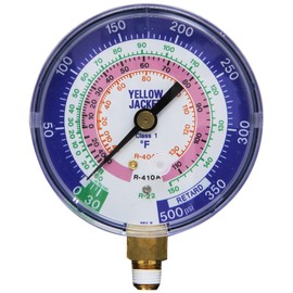 Yellow Jacket 49138 3-1/8" Blue Compound, 30", 0-350 psi, R-22/404A/410A Gauge Degrees F