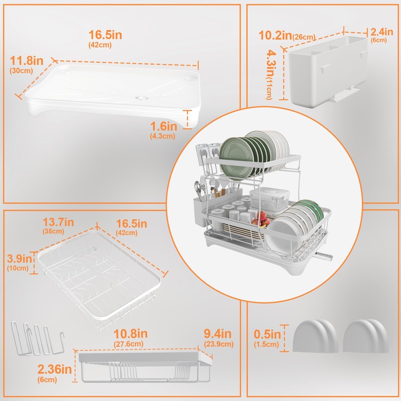 HOMEBOSILY Dish Drying Rack - Auto Draining Dish Rack for